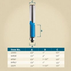 Rockler Piloted Flush Trim Router Bits - 1/2" Shank 10 Rockler Piloted Flush Trim Router Bits - 1/2" Shank -Carpentry Shop 23247
