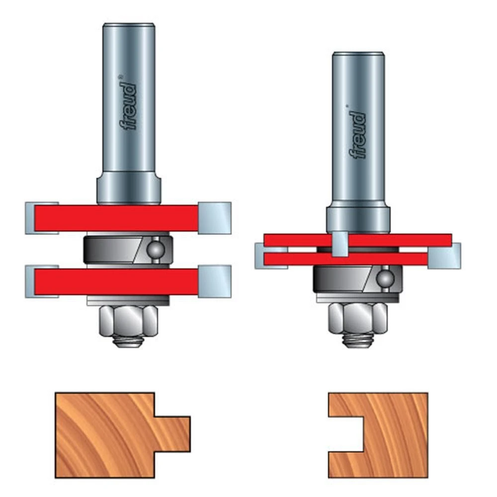 Freud® 99-036 Adjustable Tongue & Groove Router Bit Set - 1/2" Shank 4 Freud® 99-036 Adjustable Tongue & Groove Router Bit Set - 1/2" Shank - Image 2