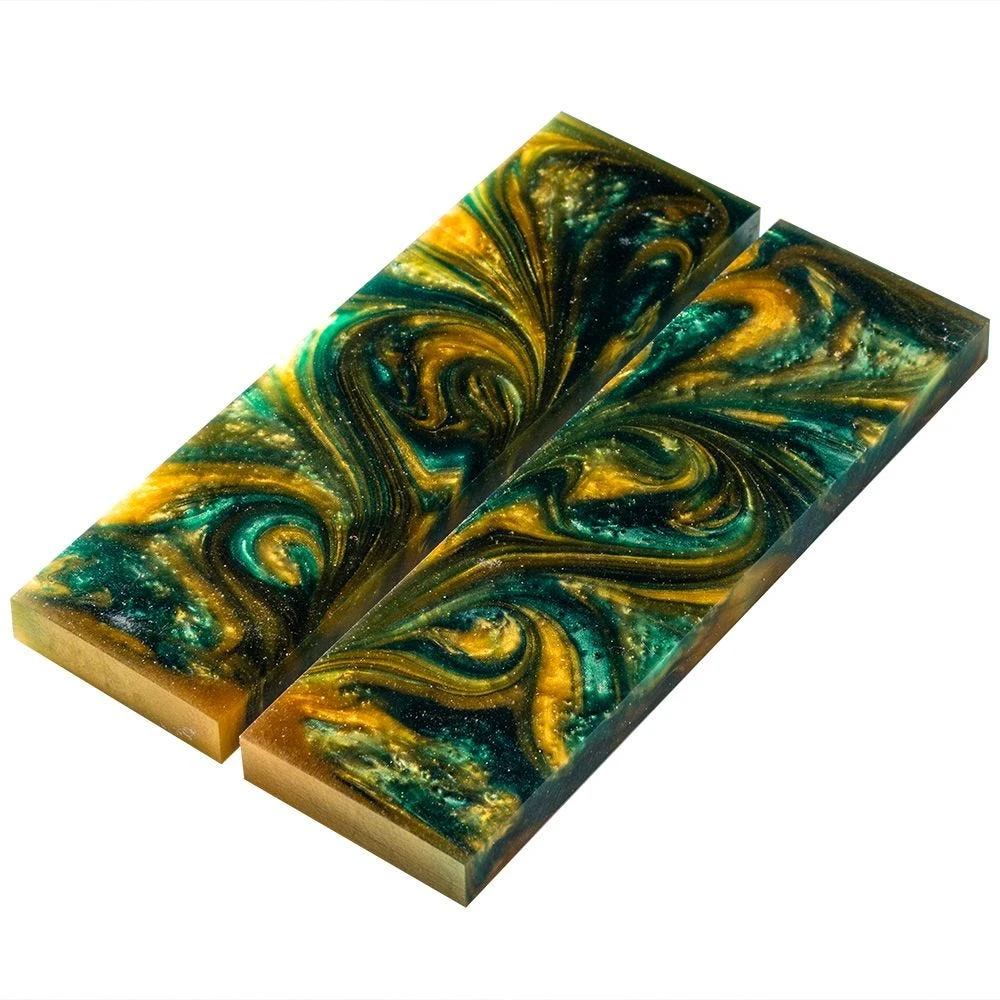 Green/Gold Resin Knife Scales 4 Green/Gold Resin Knife Scales - Image 2