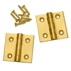 Polished Brass Fixed Pin Extruded Hinges 1-1/2" L X 1-1/2" W