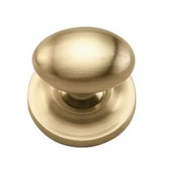 1-1/2''Egg Cabinet Knob On Rose, Satin Brass
