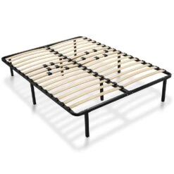 Queen-Size Platform Bed Frame With Wooden Slats