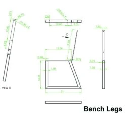 Welded Steel Bench/Chair Leg Set With Backrest, Unfinished -Carpentry Shop 67244 07 1000