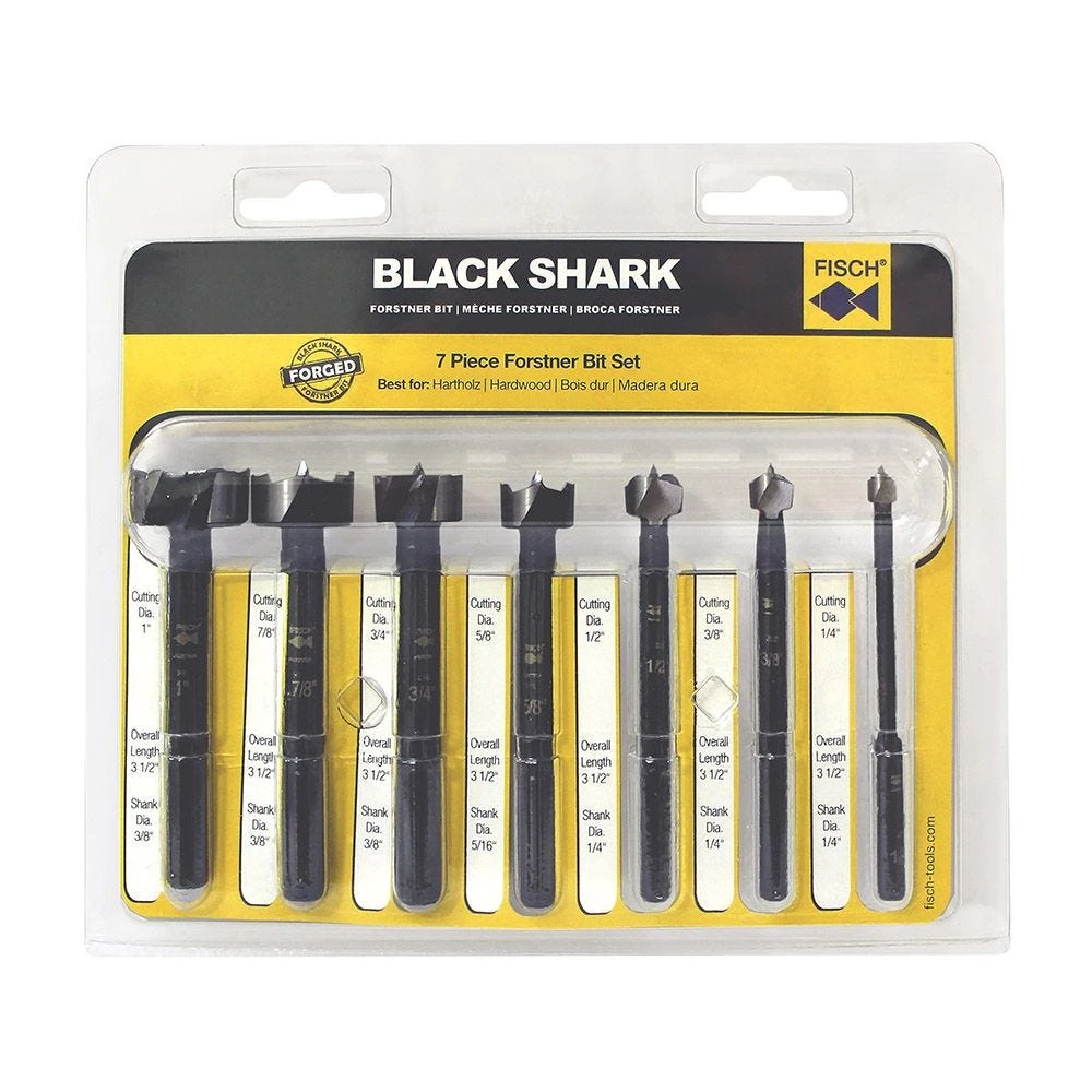 Fisch 7-Piece Black Shark Forstner Bit Set, Imperial 3 Fisch 7-Piece Black Shark Forstner Bit Set, Imperial