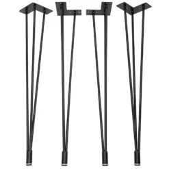 28'' I-Semble 3-Rod Hairpin Table Legs W/Adjustable Feet, 4-Pack, Black